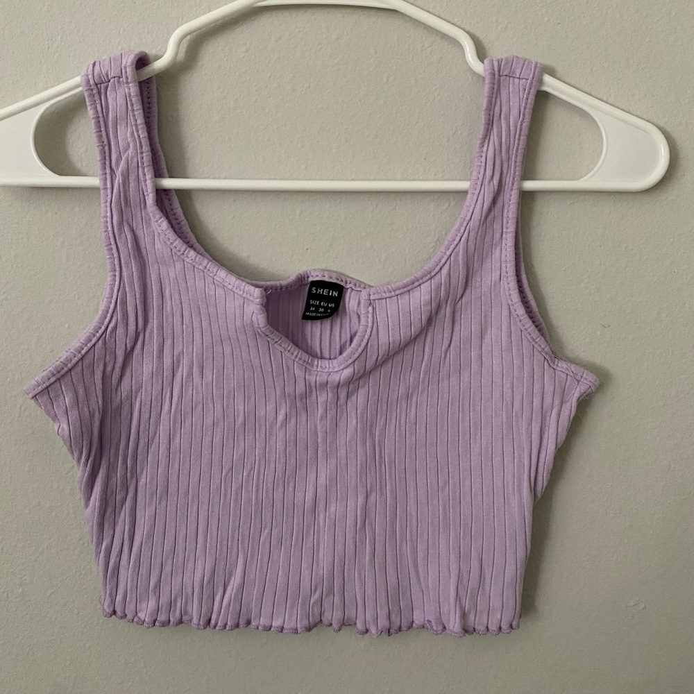 SHEIN Lavender Ribbed Tank Top